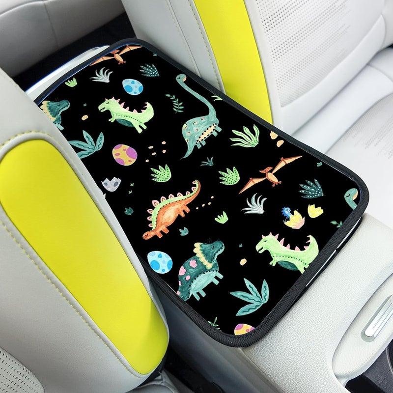 Adastrah Car Armrest Box Pad,Cute Dinosaur Car Armrest Pad Car Armrest Cover Protector for Most Vehicle, SUV, Truck, Car - Image 1